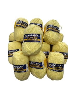 15 Skeins Botany Scottie Soft Pale Yellow Wool Yarn - Lot of Skeins